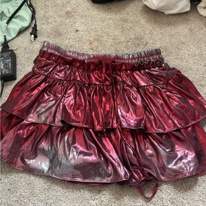 Metallic Red Tiered Skirt